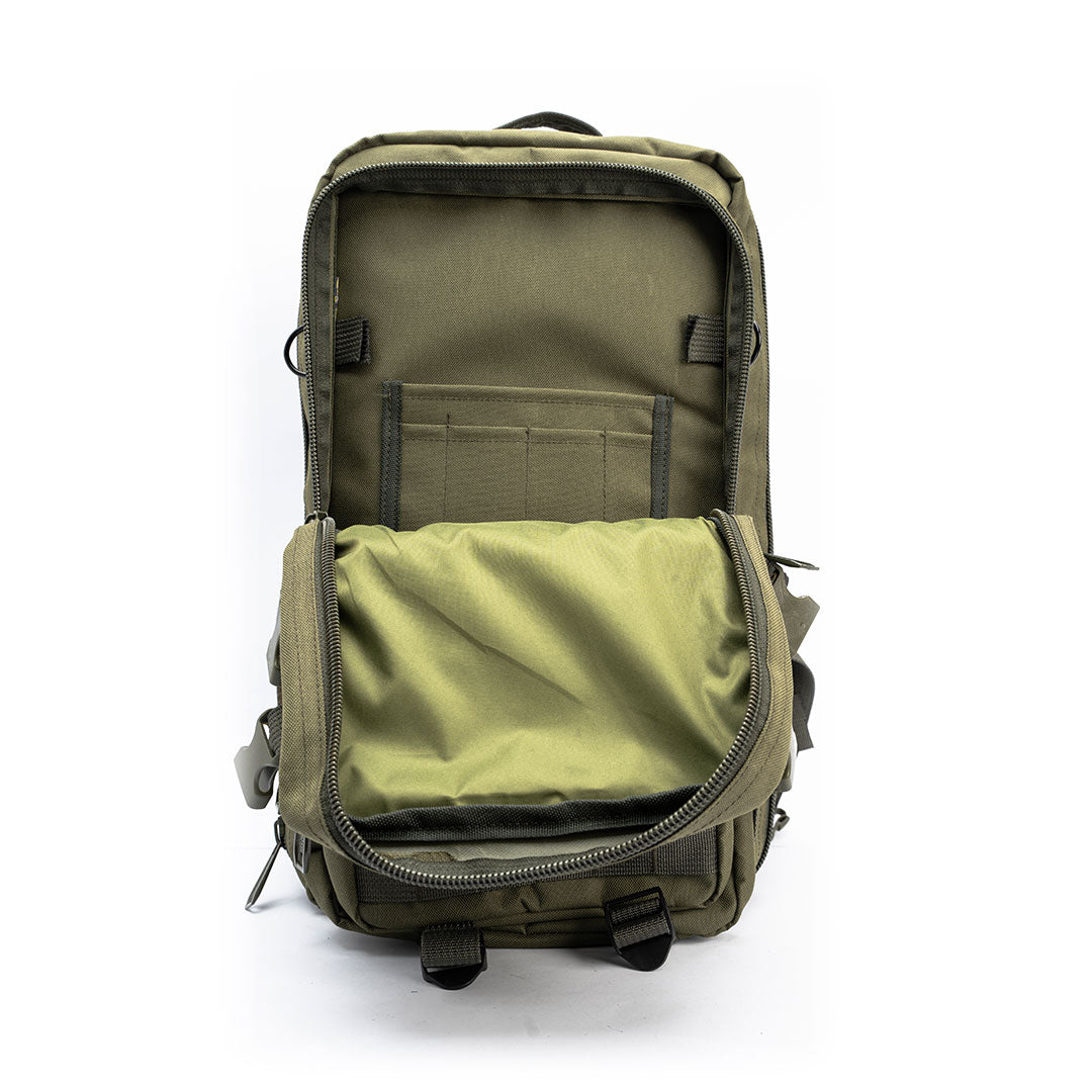 Army Assault Backpack with Net pockets Green - 45L