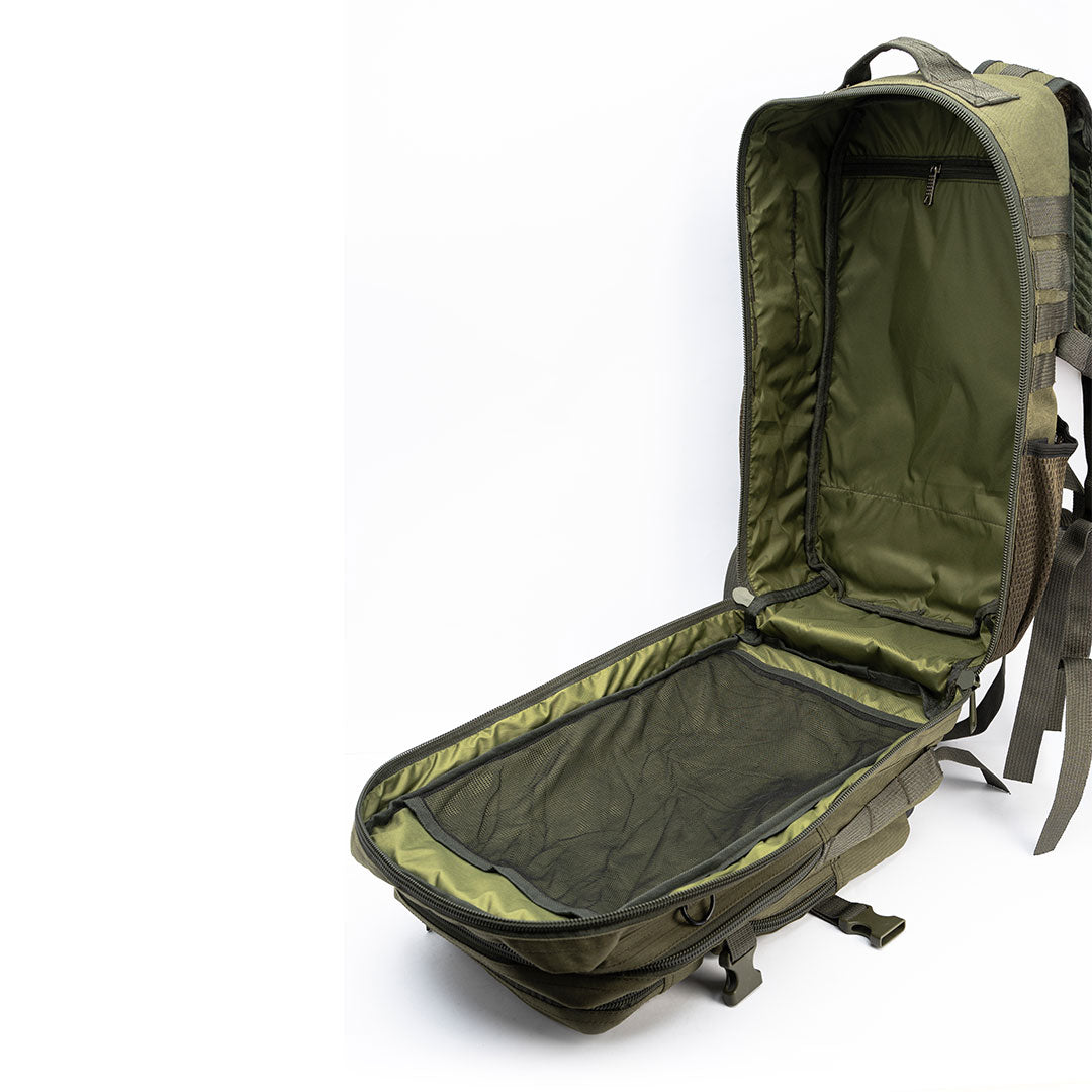 Army Assault Backpack with Net pockets Green - 45L