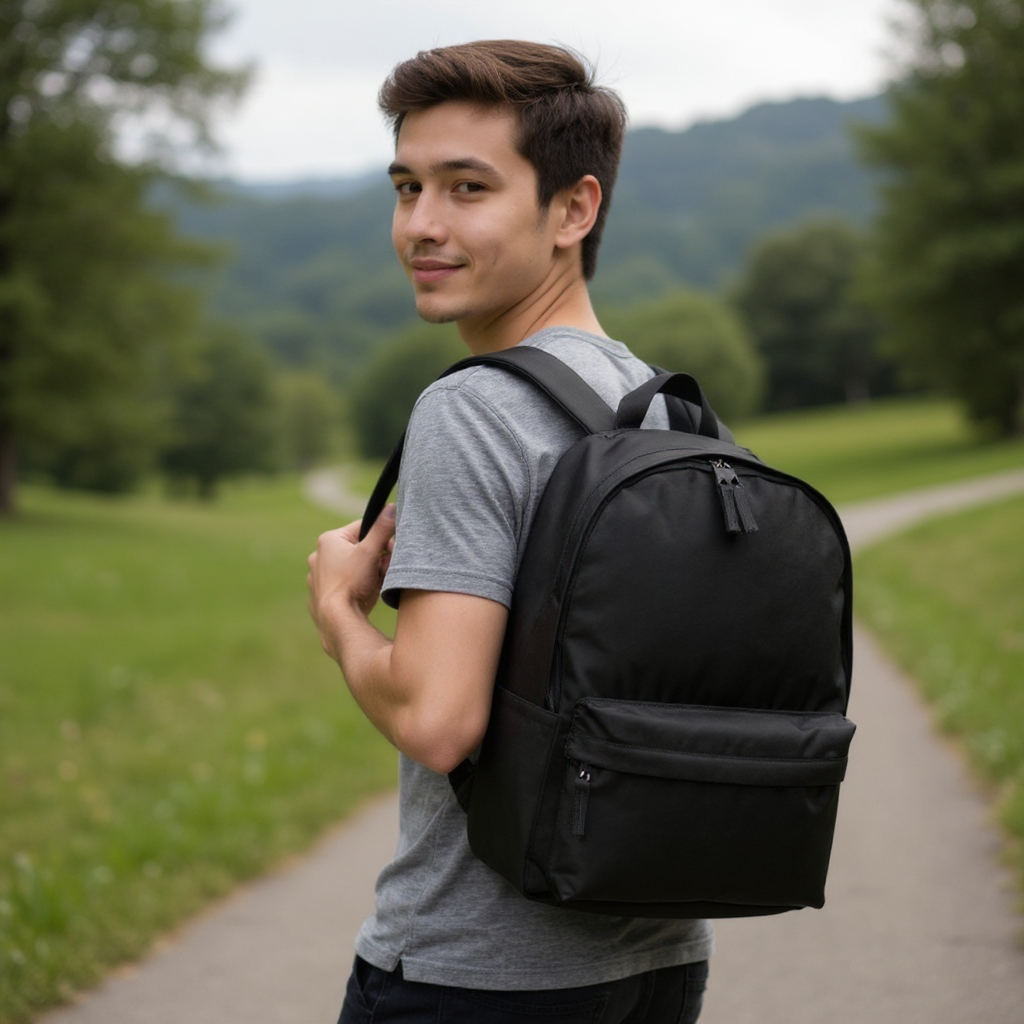 MJM Classic students Backpack - Black