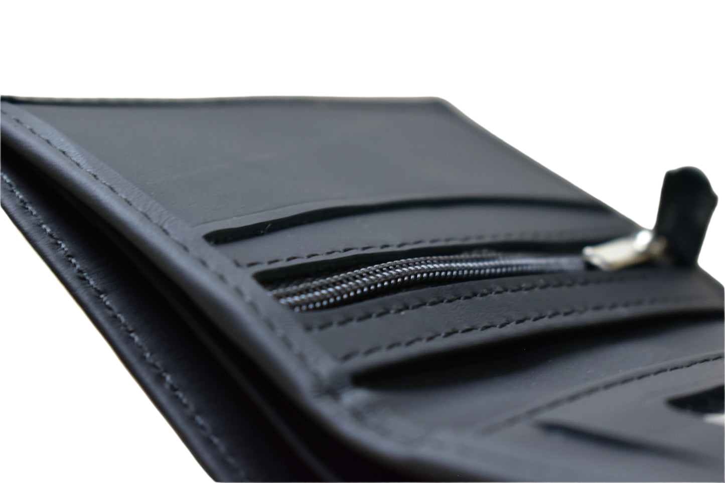 MJM Leather Dollar bi fold snap BLACK Wallets
