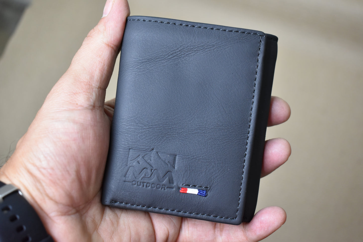 MJM Leather Dollar bi fold snap BLACK Wallets