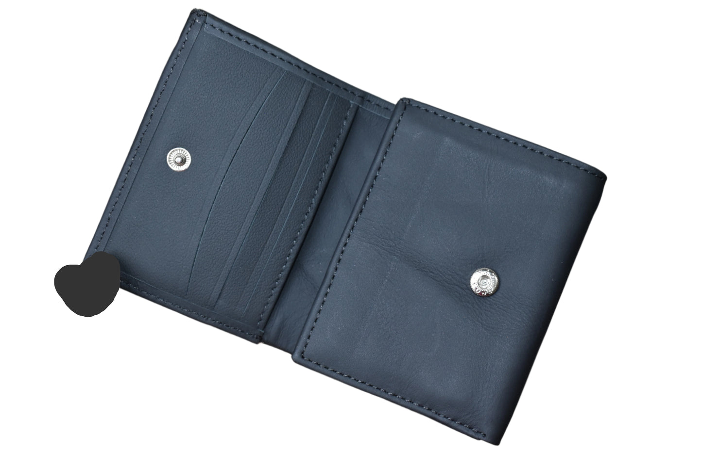 MJM Leather Dollar bi fold snap BLACK Wallets