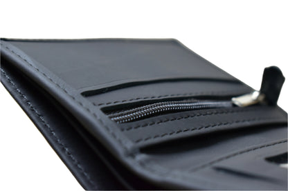 MJM Leather Dollar bi fold snap BLACK Wallets