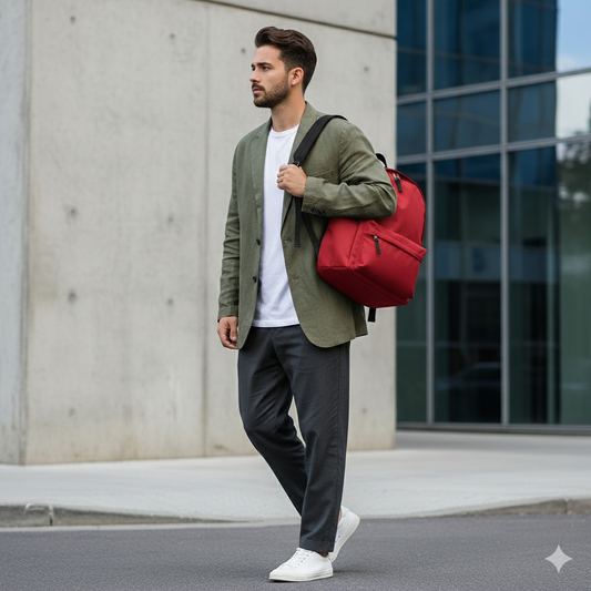 MJM Classic students Backpack - Red