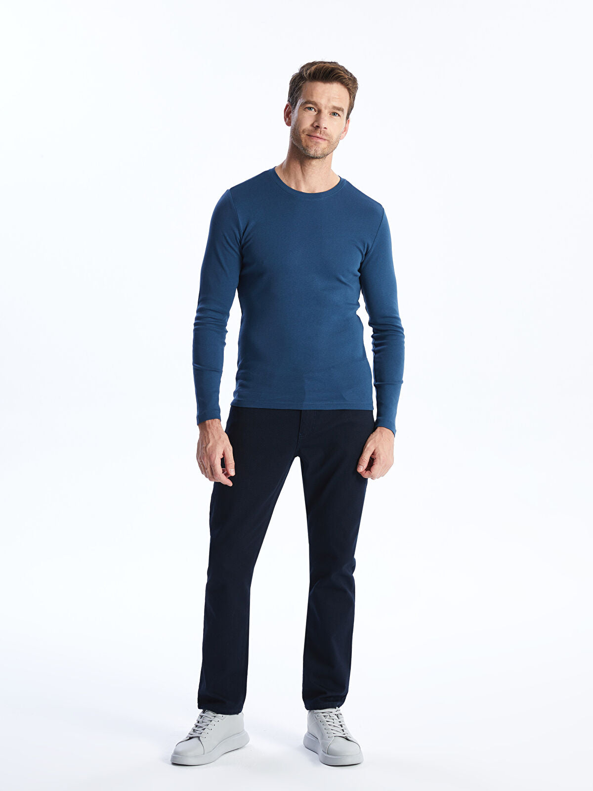 Basic Plain Full Sleeve 100% Cotton Navy Shirt