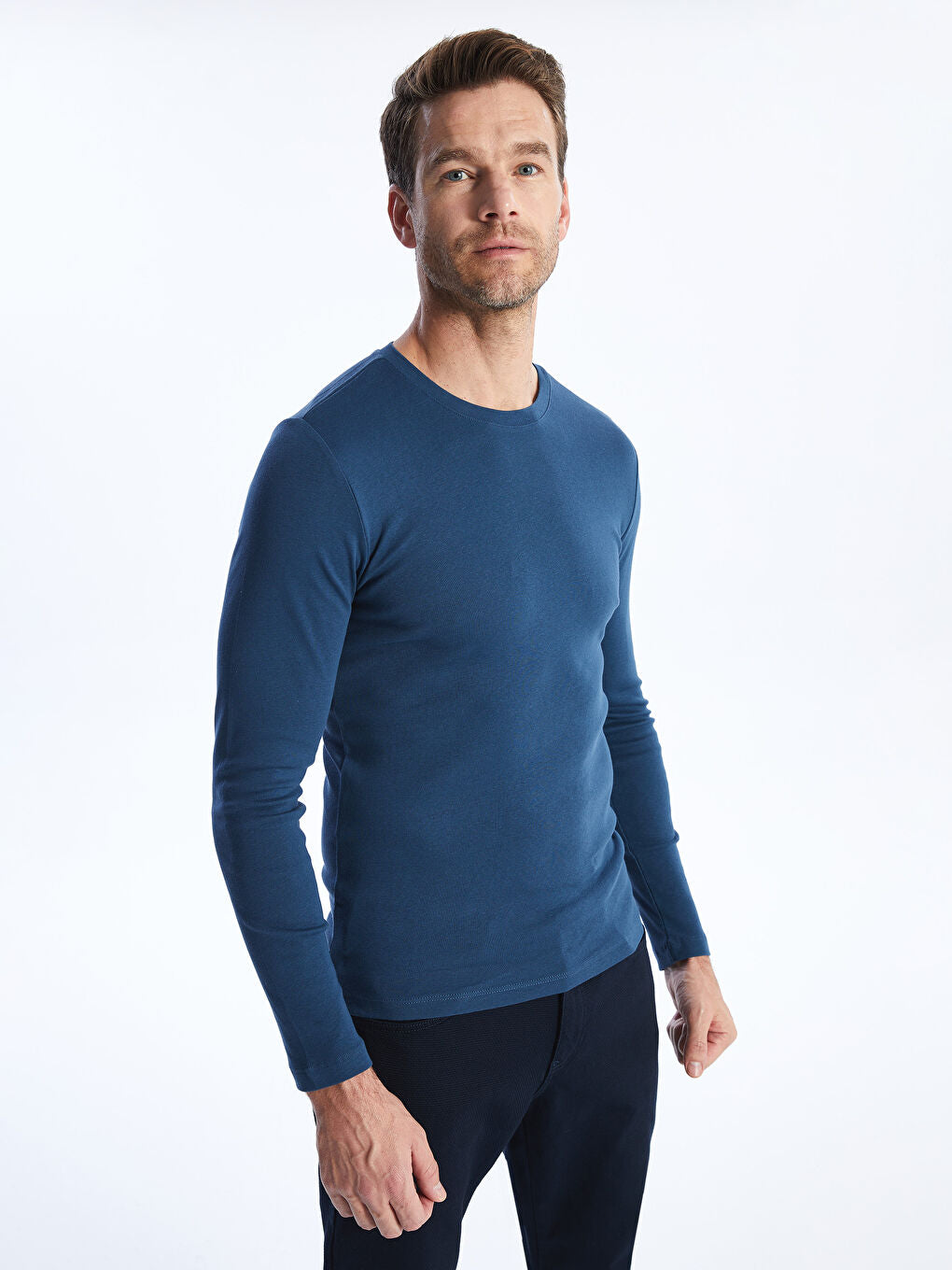 Basic Plain Full Sleeve 100% Cotton Navy Shirt