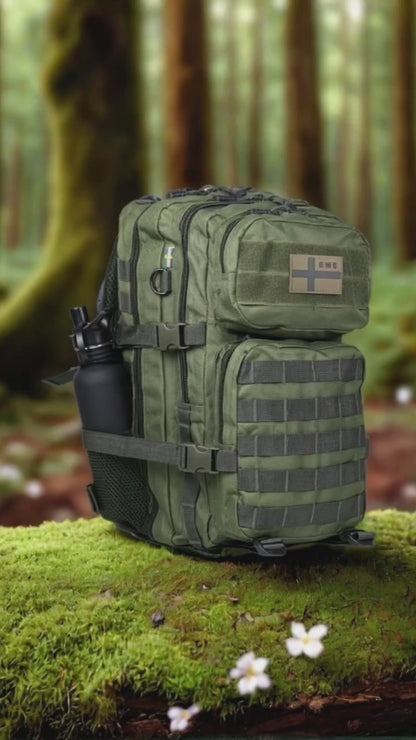 Army Assault Backpack with Net pockets  Green - 45L