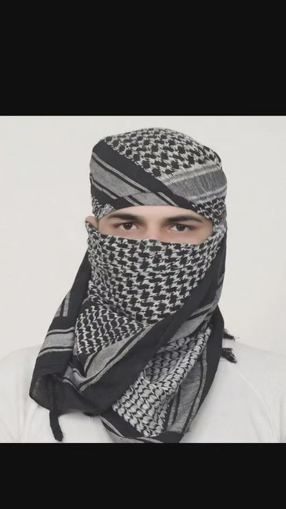 Premium black and white Shemagh