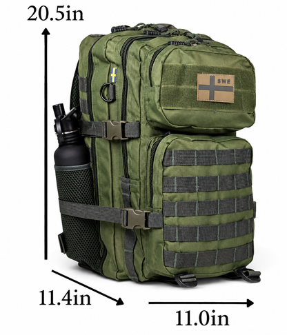 Army Assault Backpack with Net pockets  Green - 45L