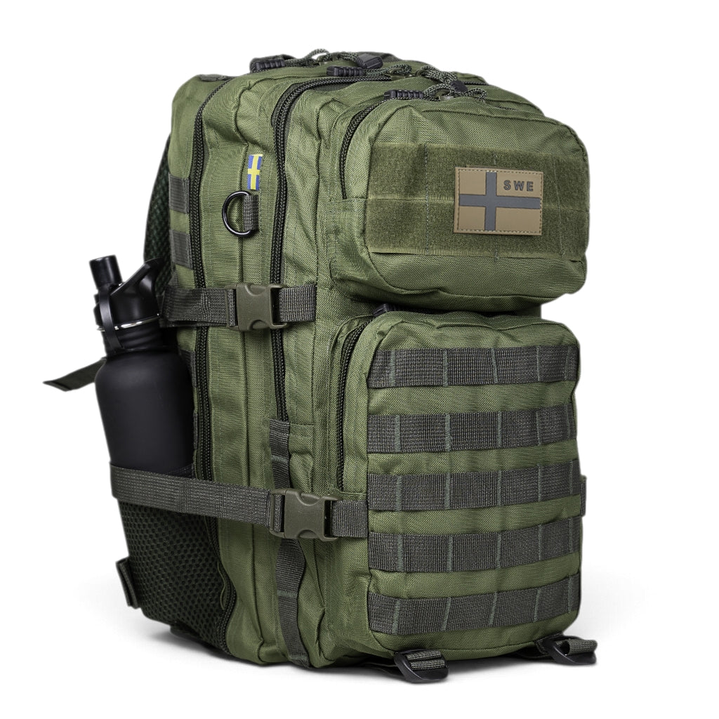 Army Assault Backpack with Net pockets  Green - 45L