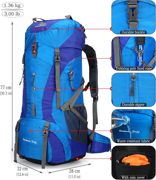 Hiking trekking travelling backpack 75+5 liter