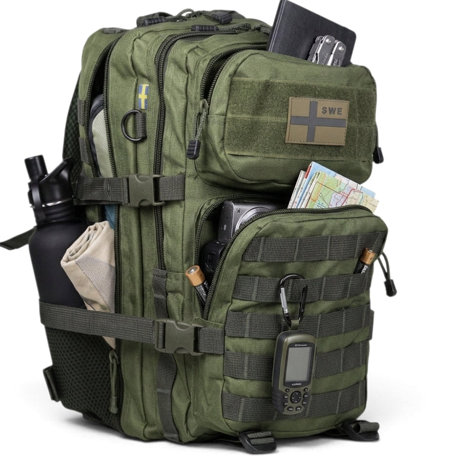 Army Assault Backpack with Net pockets  Green - 45L