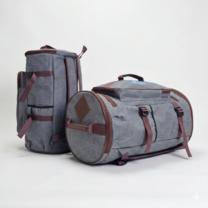 Multipurpose duffel backpack grey