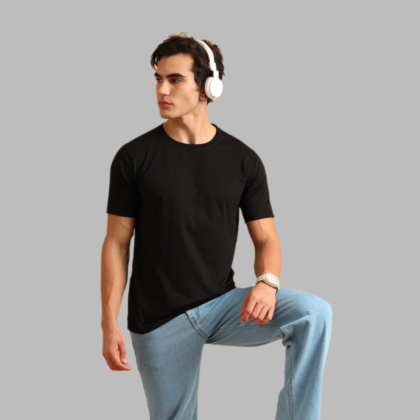 Basic plain t shirt black