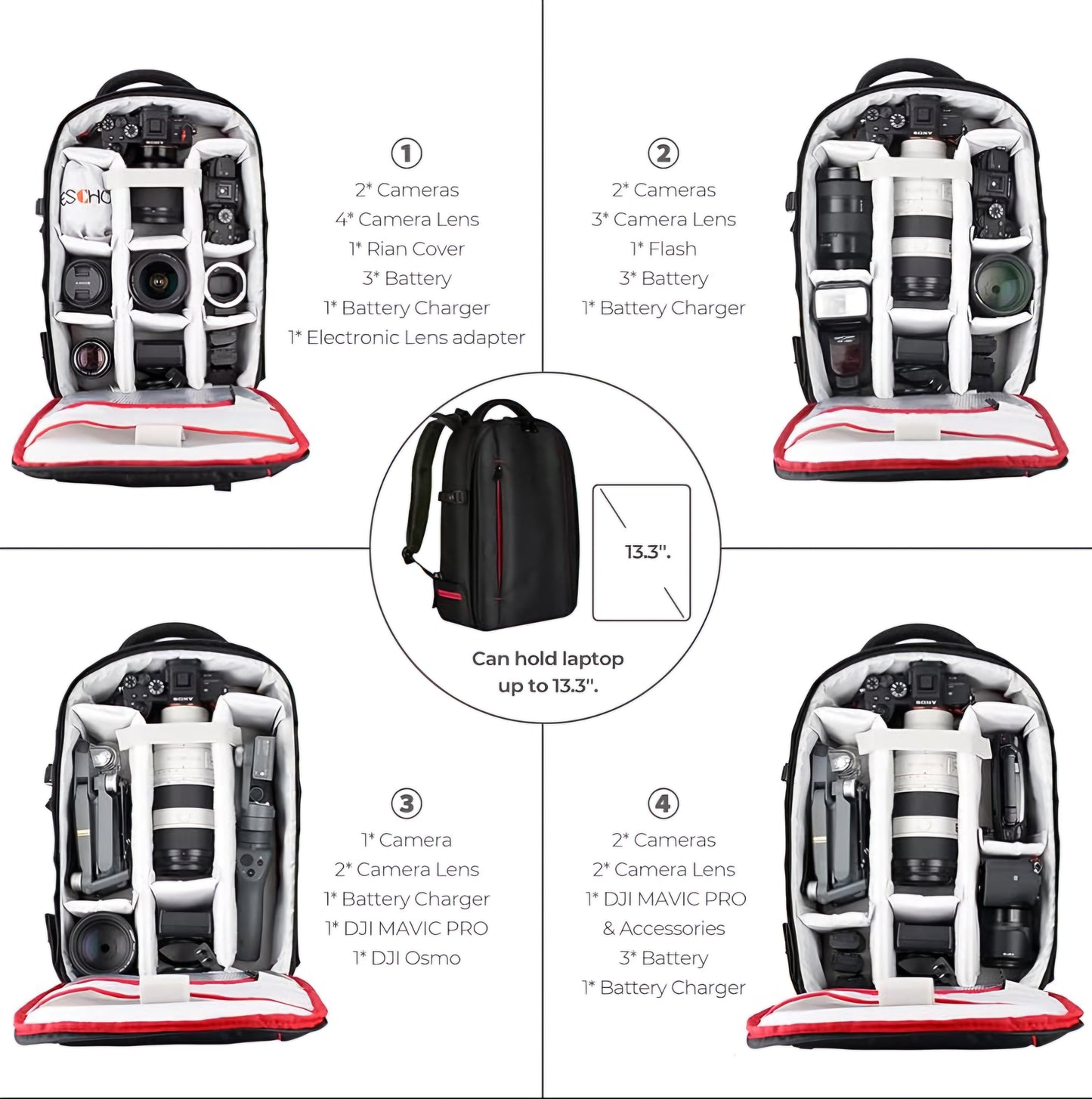 DsLR professional camera backpack